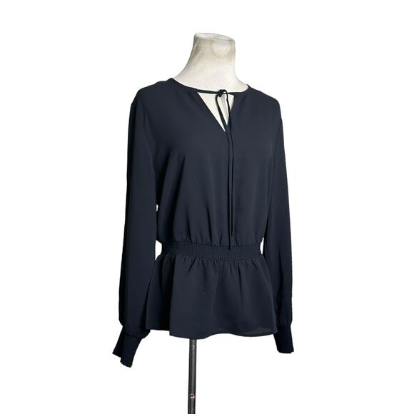 Alfani black long sleeves peplum blouse size Medium - Picture 10 of 13